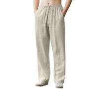 Pantalón para Hombre Pantalón De Lino para Hombre 3/4 De Lino Pantalones Muselina Niño Pantalones Largos Verano Largos Y Ligeros Verano Ocio Informales Corte Holgado Medievales Beige