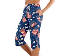 Pantalon Pirata Mujer Verano Pantalones Elegantes Casuales Femeninos para Confort Diario y versatilidad en Toda ocasión (Dark Blue, L)