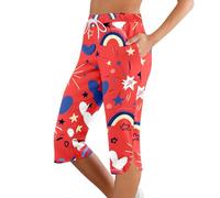 Pantalon Pirata Mujer Verano Pantalones Elegantes Casuales Femeninos para Confort Diario y versatilidad en Toda ocasión (Red, XXL)