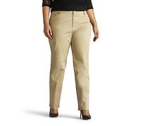 Lee Pantalón Recto, Mujer, Ajuste Holgado, para Uso Diario, Talla Grande, Linaza, 26 Plus Petite