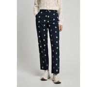 Pantalón recto estampado Mujer Talla S. Color Azul