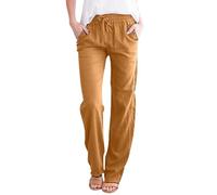 Pantalón salón verano para mujer, moda, pantalones de gran tamaño, color sólido, pantalones de playa, cintura elástica, cordones de pierna ajustada, larga recta, corte de poliéster, secado rápido