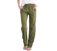 Pantalón salón verano para mujer, moda, pantalones de gran tamaño, color sólido, pantalones de playa, cintura elástica, cordones de pierna ajustada, larga recta, corte de poliéster, secado rápido