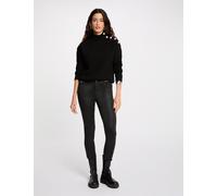 Pantalón slim efecto mojado negro mujer 38