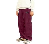 Pantalón térmico para niño, pantalón de pana para niño, corte clásico recto, informal, suave y cómodo, ideal para los juegos y la escuela diaria. (Brick Red,11-12 años)