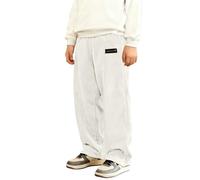 Pantalón térmico para niño, pantalón de pana para niño, corte clásico recto, informal, suave y cómodo, ideal para los juegos y la escuela diaria. (White,15-16 años)