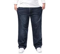 Pantalón vaquero de gran tamaño para hombre, elástico, ajuste holgado, estilo vintage, cintura elástica, corte recto, súper flexible, denim, cómodo, de algodón, pantalón casual, gris, 5XL