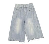 Pantalon Vaquero Hombre Skinny, Pantalones Capri de Mezclilla para Hombre, diseño Casual, cómodos, de Corte Recto, para Uso Diario y Actividades al Aire Libre. (Blue, XXL)