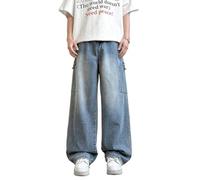 Pantalon Vaquero Hombre Skinny, Pantalones Vaqueros Cargo con múltiples Bolsillos para Ropa de Trabajo Informal y Moda Urbana al Aire Libre. (Blue, M)