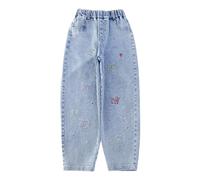 Pantalon Vaquero Niño 8 Años - Es S para Niñas De Cintura Alta Rectos Informales Cómodos Elásticos De Tela Suave Y Duradera para Uso Diario Y Al Aire Libre (Light Blue 5-6 Years)