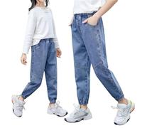 Pantalon Vaquero Niño 8 Años - Es S para Niñas Novedad Primavera Y Otoño Es Largos De Moda para Niños Pequeños Y Medianos Es Elásticos (Blue 10-11 Years)