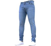 Pantalón vaquero para hombre Pure Color Denim Algodón Vintage Wash Hip Hop Travail, azul, L