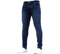 Pantalón vaquero para hombre Pure Color Denim Algodón Vintage Wash Hip Hop Travail, azul oscuro, XL