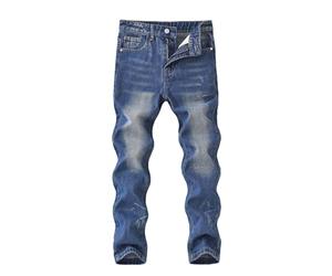 Pantalón vaquero para niño, estilo Streetwear informal, con rodilleras cómodas, para temporadas, otoño, invierno, moda urbana, azul claro, 5-6 Años