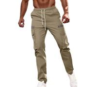 PantalóN Vaquero Trabajo Hombre,Pantalones De Polainas SóLidas Ocasionales De Los Hombres Pantalones De Bolsillo De Cintura EláStica con CordóN Pantalones