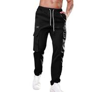 PantalóN Vaquero Trabajo Hombre,Pantalones De Polainas SóLidas Ocasionales De Los Hombres Pantalones De Bolsillo De Cintura EláStica con CordóN Pantalones
