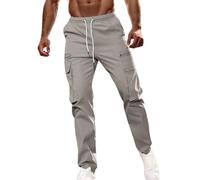PantalóN Vaquero Trabajo Hombre,Pantalones De Polainas SóLidas Ocasionales De Los Hombres Pantalones De Bolsillo De Cintura EláStica con CordóN Pantalones