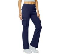 Pantalon Verano Mujer,Yoga Flare Leggings For Women High Waisted Yoga Casual Pants Workout Leggings Cargo with 6 Pockets Yoga Pants Sombrero (Navy, XXXL).