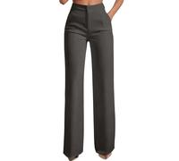 Pantalon Vestir Mujer Oficina Casual Negros Piernas Rectas Básicos de un Solo Color para el Día a Día Trabajo Pantalones Elástica Cintura Pantalones con Bolsillos