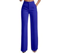 Pantalon Vestir Mujer Oficina Casual Negros Piernas Rectas Básicos de un Solo Color para el Día a Día Trabajo Pantalones Elástica Cintura Pantalones con Bolsillos