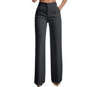 Pantalon Vestir Mujer Oficina Casual Negros Piernas Rectas Básicos de un Solo Color para el Día a Día Trabajo Pantalones Elástica Cintura Pantalones con Bolsillos