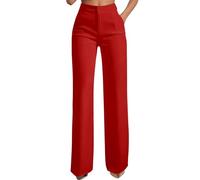 Pantalon Vestir Mujer Oficina Casual Negros Piernas Rectas Básicos de un Solo Color para el Día a Día Trabajo Pantalones Elástica Cintura Pantalones con Bolsillos