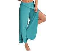 Pantalon Yoga Mujer Abierto Retro Chandal Pantalones Largos Vestir Verano Baggy Hip Hop Danza Wide Leg Pants Leggins Deporte Cintura Alta Moda Casual Pantalon Apertura Lateral de Pilates Pijama Playa