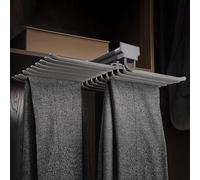 Pantalonero Extraible para Armario, Barra Armario Extensible, Soporte con Flocado para 22 Prendas, Ahorra Espacio para Armario, Baño, Balcón