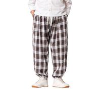 Pantalones a cuadros de hombre Navidad Artístico Ropa de Fiesta de Carnavalpants Pijama Hombre a Cuadros Pantalones de Casa Largos Cómodos con Bolsillos Laterales Mono Puma Felpa Algodón, café, M