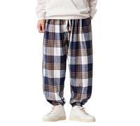 Pantalones a cuadros de hombre Navidad Artístico Ropa de Fiesta de Carnavalpants Pijama Hombre a Cuadros Pantalones de Casa Largos Cómodos con Bolsillos Laterales Mono Puma Felpa Algodón, turquesa, M