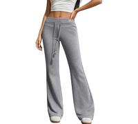 Pantalones Acampanados Casuales de Cintura Alta a la Moda con Cintura elást | Pantalones Calientitos Para Mujer Lino Blusa Faja Otoño Bicolor Poliester Mano Colombianos Ejercicio Enterizos Sudar