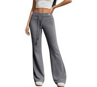 Pantalones Acampanados Casuales de Cintura Alta a la Moda con Cintura elást | Pantalones Calientitos Para Mujer Lino Blusa Faja Otoño Bicolor Poliester Mano Colombianos Ejercicio Enterizos Sudar