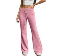 Pantalones Acampanados Casuales de Cintura Alta a la Moda con Cintura elást | Pantalones Calientitos Para Mujer Lino Blusa Faja Otoño Bicolor Poliester Mano Colombianos Ejercicio Enterizos Sudar