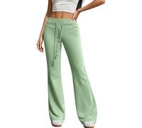 Pantalones Acampanados Casuales de Cintura Alta a la Moda con Cintura elást | Pantalones Calientitos Para Mujer Lino Blusa Faja Otoño Bicolor Poliester Mano Colombianos Ejercicio Enterizos Sudar