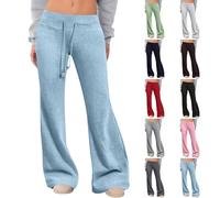 Pantalones acampanados con cordón para mujer, pantalones deportivos casuales de pierna ancha, pantalones de ocio de ajuste relajado, pantalones acampanados Y2K, pantalones deportivos sueltos de