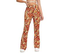 Pantalones acampanados de cintura alta para mujer, ajuste ceñido acampanado, diseño étnico paisley floral, estilo campana, pantalones de yoga leggings acampanados, X-Large