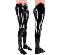 Pantalones Ajustados De Látex Para Hombre, Cintura Roja Y Cintura Alta Negra, Con Calcetines, Traje De Medias, Talla 2XS-XXL,Rojo,L