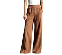 Pantalones Anchos de canalé Lisos para Mujer, de Talle Alto, Plisados, info | Que Tallas De Pantalones Hay Para Mujer Bombachos Harem Ciclista Botines Zapatillas Moño 28 Gins Extra Dorados Compresivas