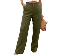 Pantalones Anchos Mujer Color Liso con Bolsillo - Ropa Mujer Pants Tiro Alto Transpirable Cómodos, Pantalón Anchos Único Pants Travail Vacances Verde Militar XXL