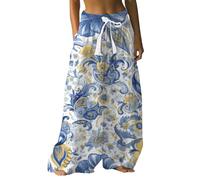 Pantalones anchos Mujer Fluido Verano Elástico Pantalones Falda Bragas, 3 x bu1, L