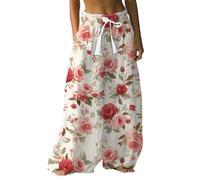 Pantalones anchos Mujer Fluido Verano Elástico Pantalones Falda Bragas, 4 unidades, S