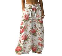 Pantalones anchos Mujer Fluido Verano Elástico Pantalones Falda Bragas, 4 x rd2, S