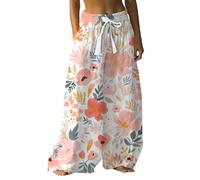 Pantalones anchos Mujer Fluido Verano Elástico Pantalones Falda Bragas, 5 x pk1, L