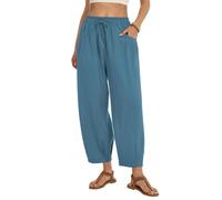 Pantalones Anchos Mujer Verano con Bolsillo Color Liso - Ropa Mujer Pant con Cordón Basicas Suave, Pantalón Transpirable Moda Pants Voyage Travail Azul XXL
