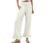 Pantalones Anchos Mujer Verano con Bolsillo Color Liso - Ropa Verano Mujer Pant Cintura Elástica Classic Calle, Pantalón Anchos Cómodos Wide Leg Pants Women Plage Travail Blanco L