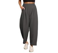 Pantalones Barrel - Pantalones holgados de pierna ancha para mujer, cintura elástica, pantalones de trabajo para mujer, oficina, negocios, trabajo, casual, cintura alta, pantalones de bolsillo lateral