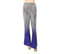 Pantalones Brillantes de Mujer con Lentejuelas Pantalón Acampanado Elegante de Cintura Alta Piernas Anchas Atuendo Colorido y Festivo Carnaval Disco Rave Disfraz de Los 80