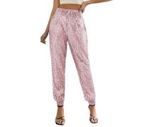 Pantalones brillantes para mujer, cintura alta, pantalones informales, modernos, pantalones de mujer, pantalones de tobillo, pantalones casuales, pantalones de ocio, bodas, fiestas, pantalones