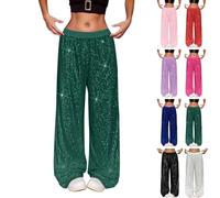 Pantalones brillantes para mujer, pantalones de lentejuelas, pantalones largos harén con cintura elástica, lentejuelas, fiestas, discotecas, vísperas de Año Nuevo, carnaval, ropa de mujer, cintura