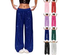 Pantalones brillantes para mujer, pantalones de lentejuelas, pantalones largos harén con cintura elástica, lentejuelas, fiestas, discotecas, vísperas de Año Nuevo, carnaval, ropa de mujer, cintura
